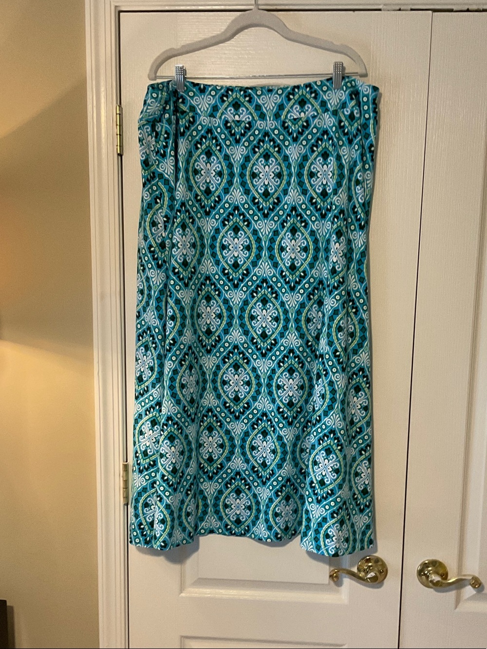 Talbots Teal & White Patterned Maxi Skirt
